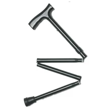 Összecsukható, 4 részes, állítható magasságú divatos járóbot csuklópánttal, fekete