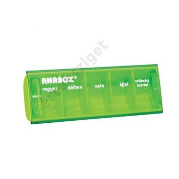 Napi gyógyszeradagoló, 5 rekesz naponta (Anabox), zöld
