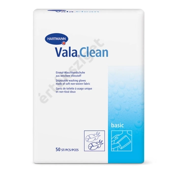 Száraz mosdató kesztyű beteggondozáshoz, Vala Clean Basic, 50db