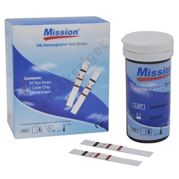 Mission HB Hemoglobin tesztcsík + kapilláris cső 50db