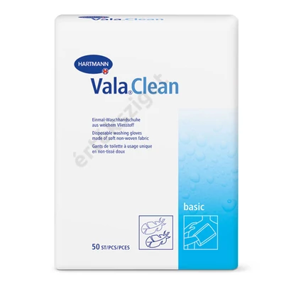 Száraz mosdató kesztyű beteggondozáshoz, Vala Clean Basic, 50db