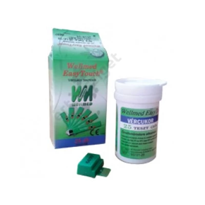 Vércukor tesztcsík Wellmed EasyTouch GU, GC, GCU és GCHB készülékhez, 25db.
