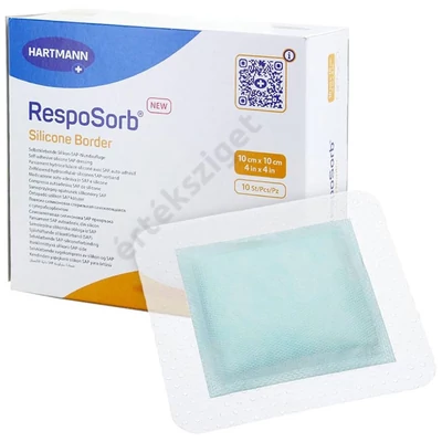Öntapadó szigetkötszer krónikus és akut sebekre, Resposorb Silicone Border 10x10cm, 1db
