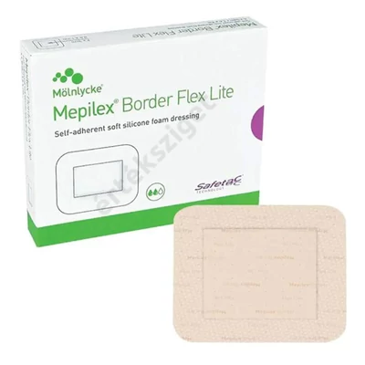 Öntapadó szigetkötszer krónikus és akut sebekre, Mepilex Border Flex Lite 7,5x7,5cm, 5db