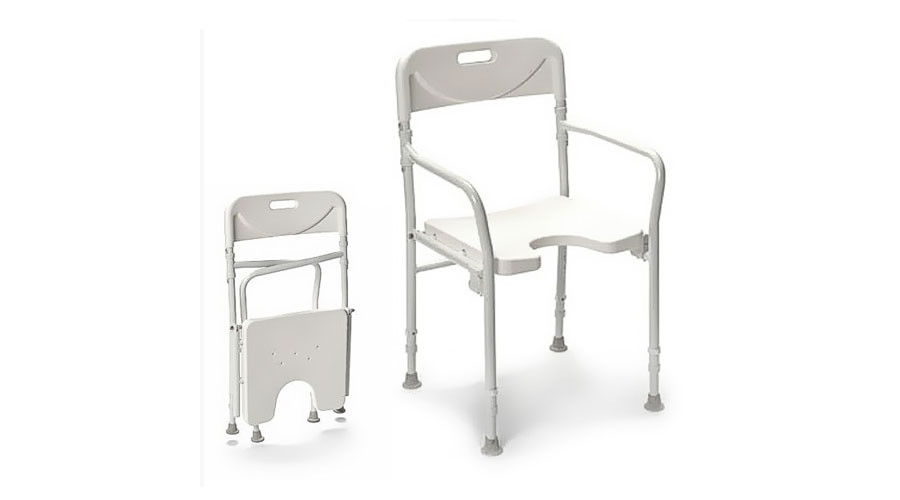 Tusolószék háttámlával, állítható magasságú csúszásmentes lábakkal, összecsukható, karfás, Drive