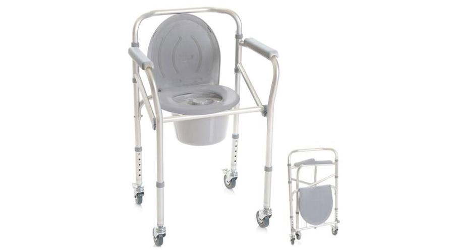 Gördíthető és összecsukható szoba wc fékezhető kerékkel, 130 kg-ig, Alugor