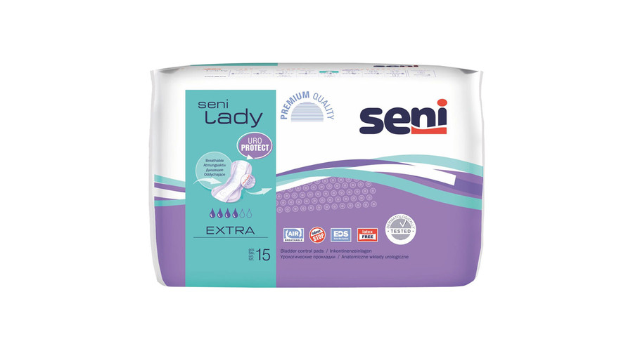 Inkontinencia betét, Seni Lady Slim Extra 15db, 524ml